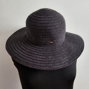 EUC Scala Collezione Women's Charcoal 100% Wool Wide Brim Winter Floppy  Hat